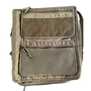 Tactical Notebook Cover with Zip Closure Large Sz  13" x 14" Army Green Pockets